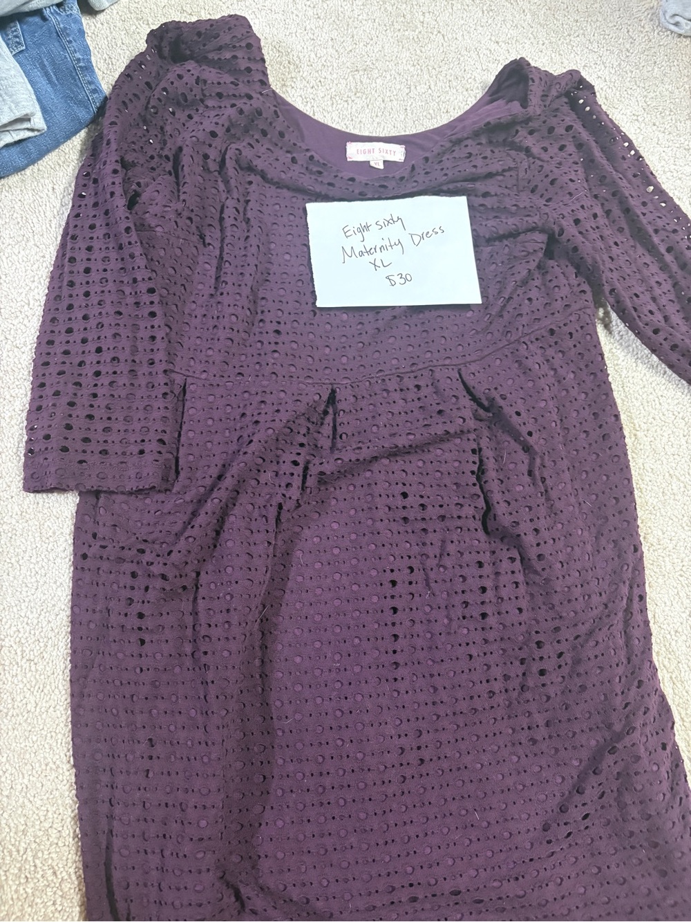 Eight Sixty Plum Eyelet Long Sleeve Dress